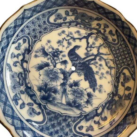 Japanese Peacock Plate-signed-blue and white Decor - Picture 2 of 7
